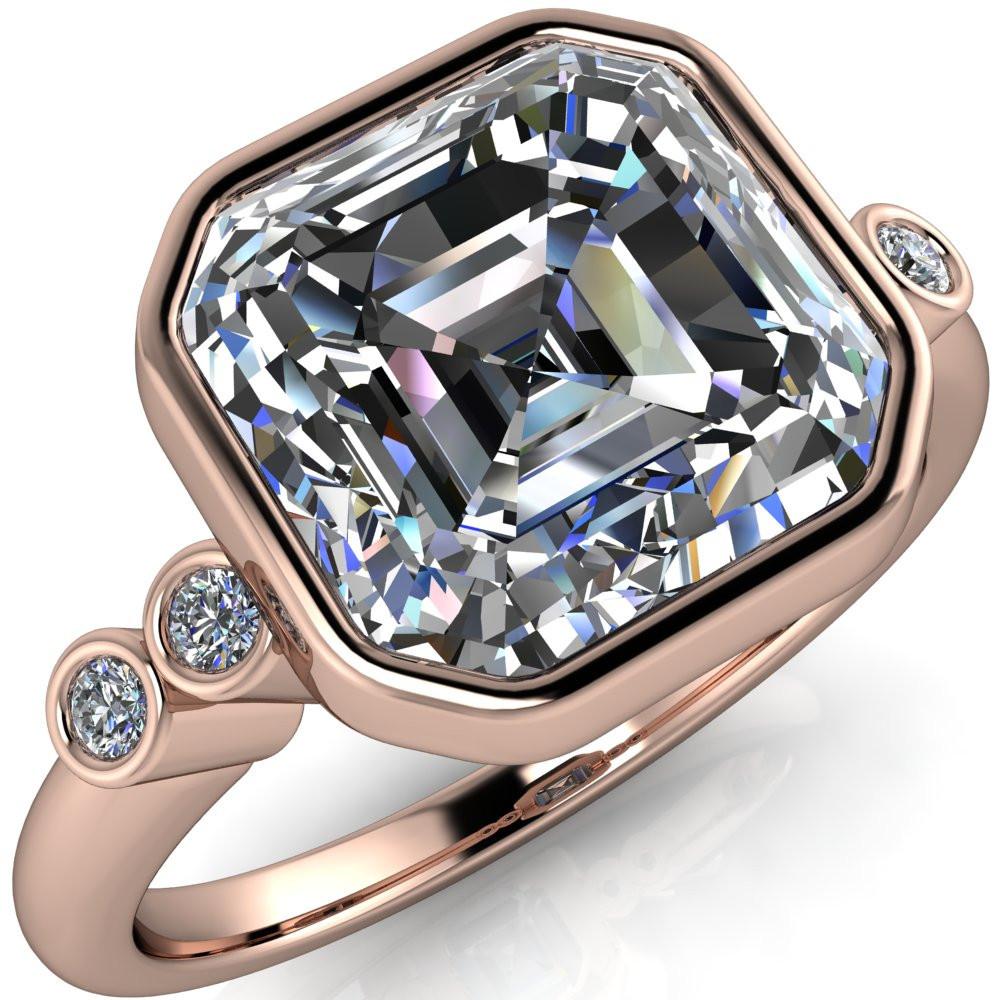 Amelie Asscher Moissanite Full Bezel Engagement Ring-Custom-Made Jewelry-Fire & Brilliance ®