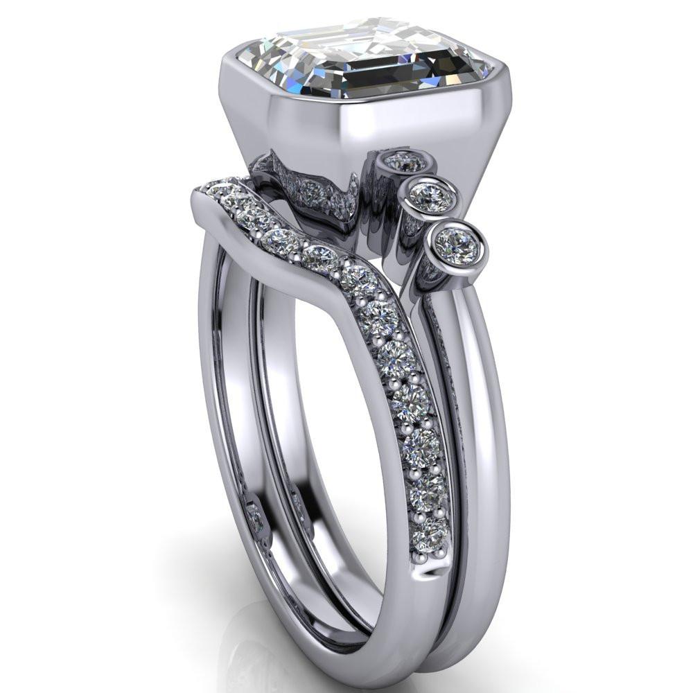 Amelie Asscher Moissanite Full Bezel Engagement Ring-Custom-Made Jewelry-Fire & Brilliance ®