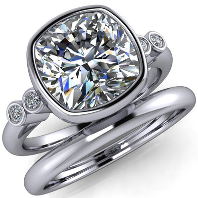 Amelie Cushion Moissanite Full Bezel Engagement Ring-Custom-Made Jewelry-Fire & Brilliance ®
