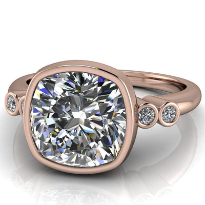 Amelie Cushion Moissanite Full Bezel Engagement Ring-Custom-Made Jewelry-Fire & Brilliance ®