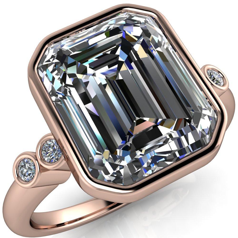 Amelie Emerald Moissanite Full Bezel Engagement Ring-Custom-Made Jewelry-Fire & Brilliance ®