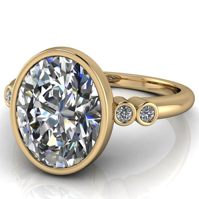Amelie Oval Moissanite Full Bezel Engagement Ring-Custom-Made Jewelry-Fire & Brilliance ®