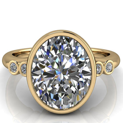 Amelie Oval Moissanite Full Bezel Engagement Ring-Custom-Made Jewelry-Fire & Brilliance ®