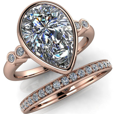 Amelie Pear Moissanite Full Bezel Engagement Ring-Custom-Made Jewelry-Fire & Brilliance ®