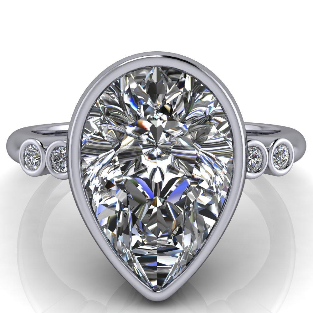 Amelie Pear Moissanite Full Bezel Engagement Ring-Custom-Made Jewelry-Fire & Brilliance ®