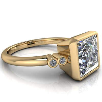 Amelie Princess/Square Moissanite Full Bezel Engagement Ring-Custom-Made Jewelry-Fire & Brilliance ®