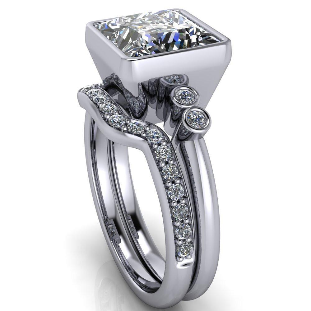 Amelie Princess/Square Moissanite Full Bezel Engagement Ring-Custom-Made Jewelry-Fire & Brilliance ®