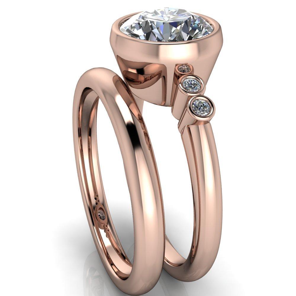 Amelie Round Moissanite Full Bezel Engagement Ring-Custom-Made Jewelry-Fire & Brilliance ®