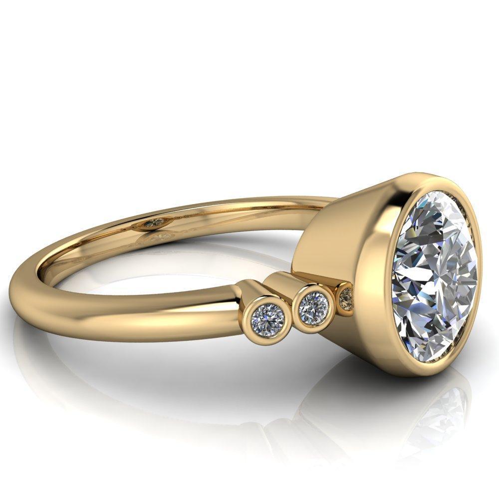 Amelie Round Moissanite Full Bezel Engagement Ring-Custom-Made Jewelry-Fire & Brilliance ®