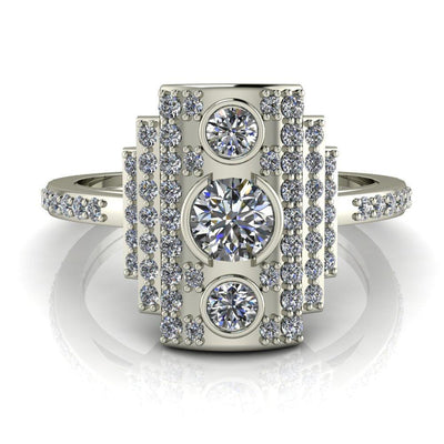 Anastasia Natural Round Brilliant Prong Set Pave Diamonds Cocktail Custom Ring - White Gold, Palladium, or Platinum-Custom-Made Jewelry-Fire & Brilliance ®