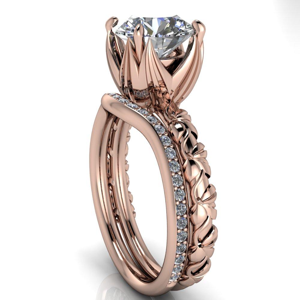 Angela Round Moissanite Juliette Rosa Ring-Custom-Made Jewelry-Fire & Brilliance ®