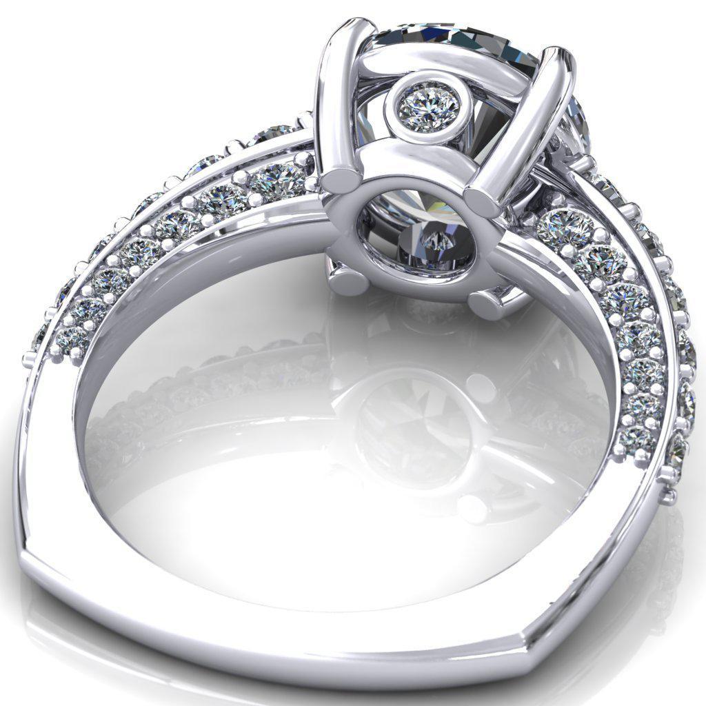 Annabelle Round Moissanite 4-Prong Pre-Notched Wire Basket Setting with Diamond Front and Sides Ring-Custom-Made Jewelry-Fire & Brilliance ®