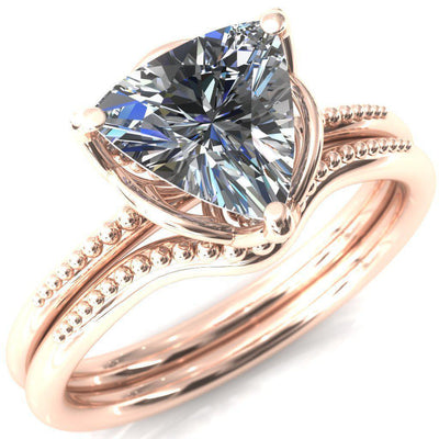 Antonia Trillion Moissanite 3 Prong Engagement Ring-Custom-Made Jewelry-Fire & Brilliance ®