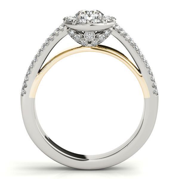 Anya Round Moissanite Two Tone Shank Split Cathedral Engagement Ring-Custom-Made Jewelry-Fire & Brilliance ®