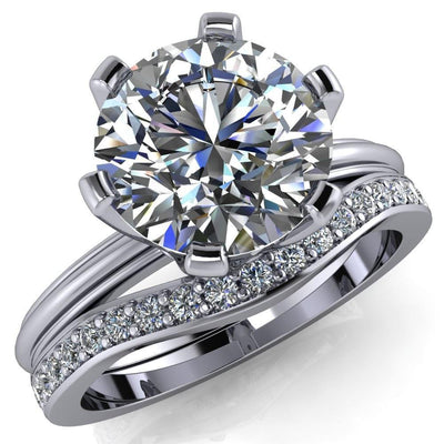 Aria Round Moissanite 6 Prong Engagement Ring-Custom-Made Jewelry-Fire & Brilliance ®