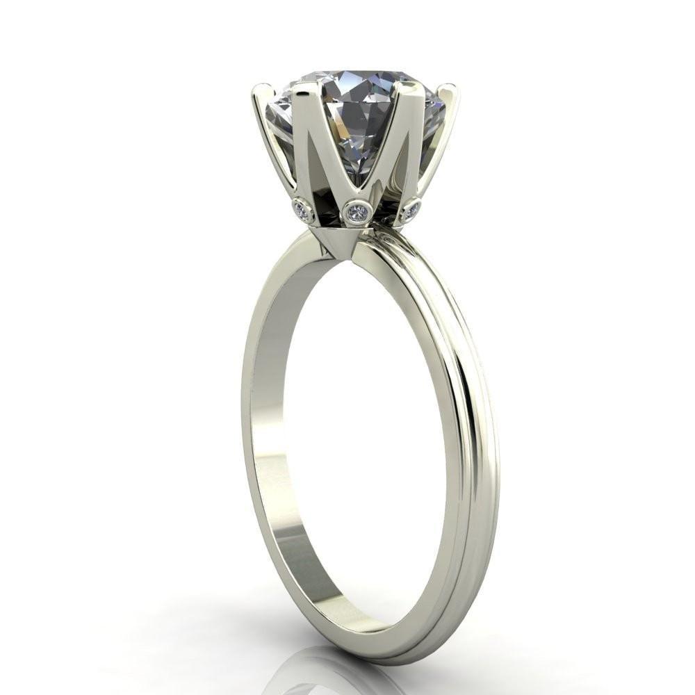 Aria Round Moissanite 6 Prong Engagement Ring-Custom-Made Jewelry-Fire & Brilliance ®