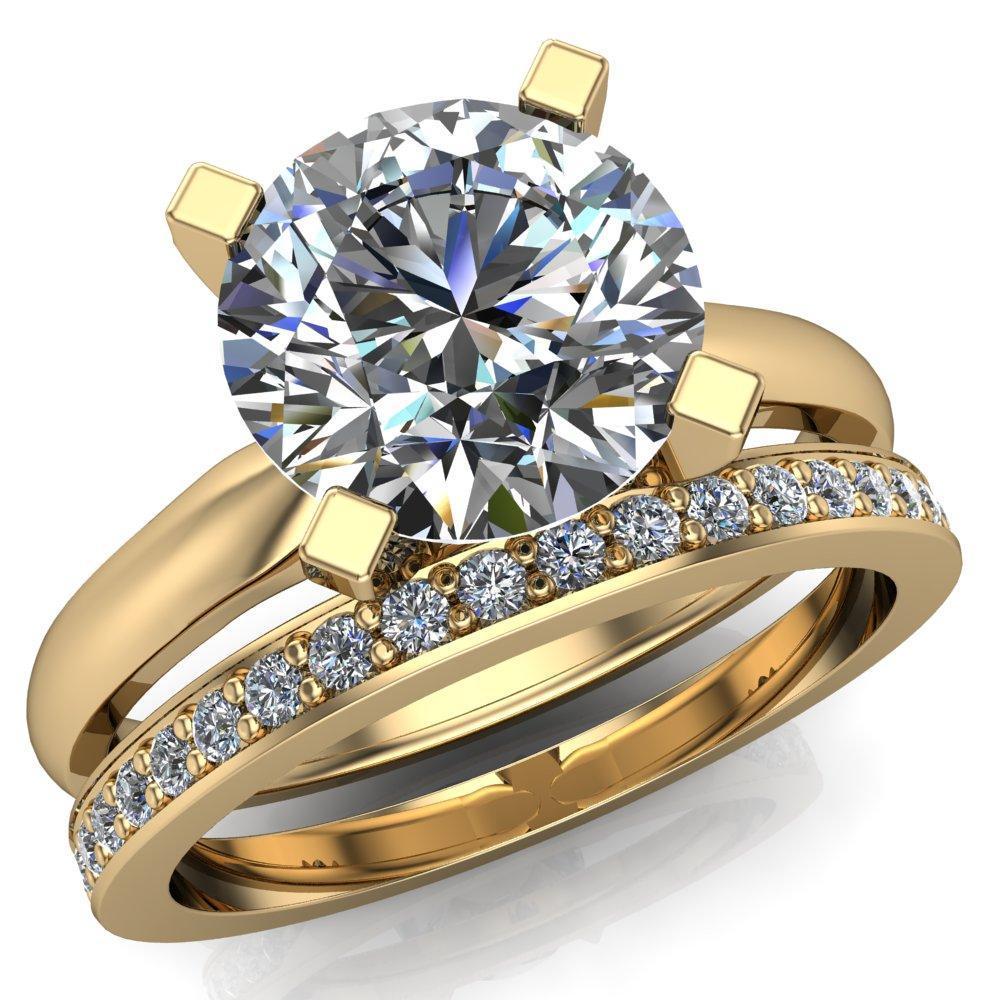 Ariana Round Moissanite Classic 4 Prong Collar Pinched Shank Solitaire Ring-Custom-Made Jewelry-Fire & Brilliance ®