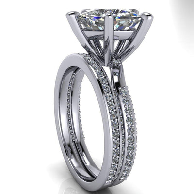 Ariane Trillion Moissanite Diamond Dipped Shank Triangle Ring-Custom-Made Jewelry-Fire & Brilliance ®