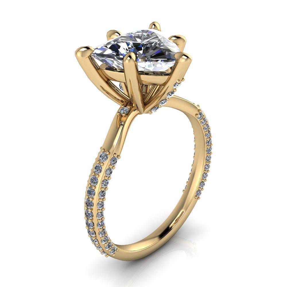 Ariane Trillion Moissanite Diamond Dipped Shank Triangle Ring-Custom-Made Jewelry-Fire & Brilliance ®