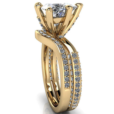 Ariane Trillion Moissanite Diamond Dipped Shank Triangle Ring-Custom-Made Jewelry-Fire & Brilliance ®