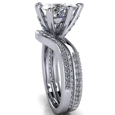 Ariane Trillion Moissanite Diamond Dipped Shank Triangle Ring-Custom-Made Jewelry-Fire & Brilliance ®