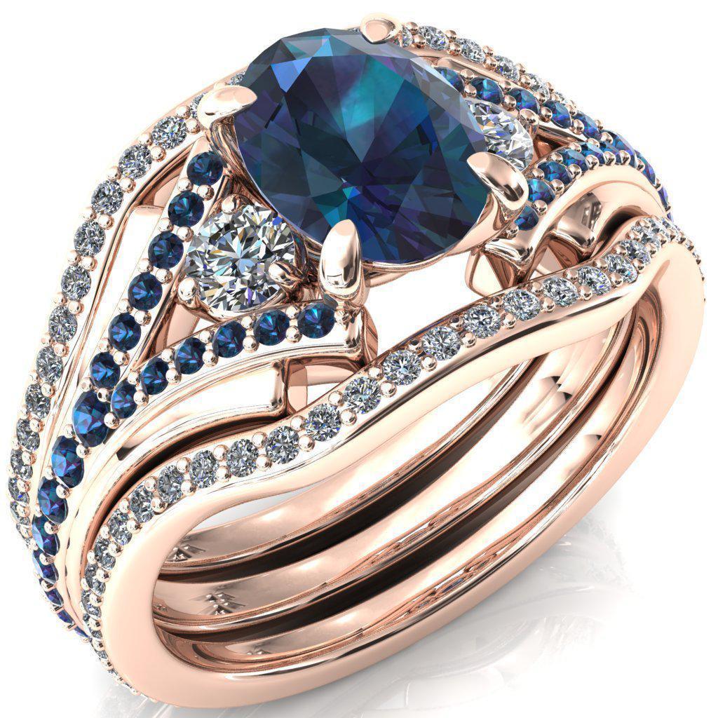 Arietis Oval Alexandrite Diamond Sides 3/4 Eternity Accent Alexandrite Ring-Custom-Made Jewelry-Fire & Brilliance ®