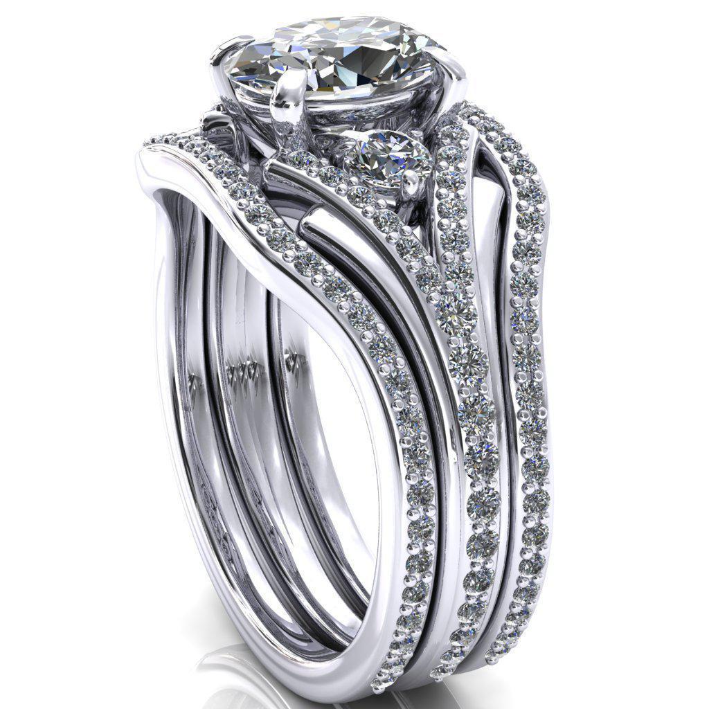 Arietis Oval Moissanite 4 Prong 3/4 Bead Split Shank Diamond Accent Ring-FIRE & BRILLIANCE