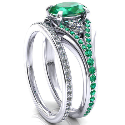 Arietis Oval Emerald Diamond Sides 3/4 Eternity Accent Emerald Ring-Custom-Made Jewelry-Fire & Brilliance ®