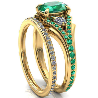 Arietis Oval Emerald Diamond Sides 3/4 Eternity Accent Emerald Ring-Custom-Made Jewelry-Fire & Brilliance ®