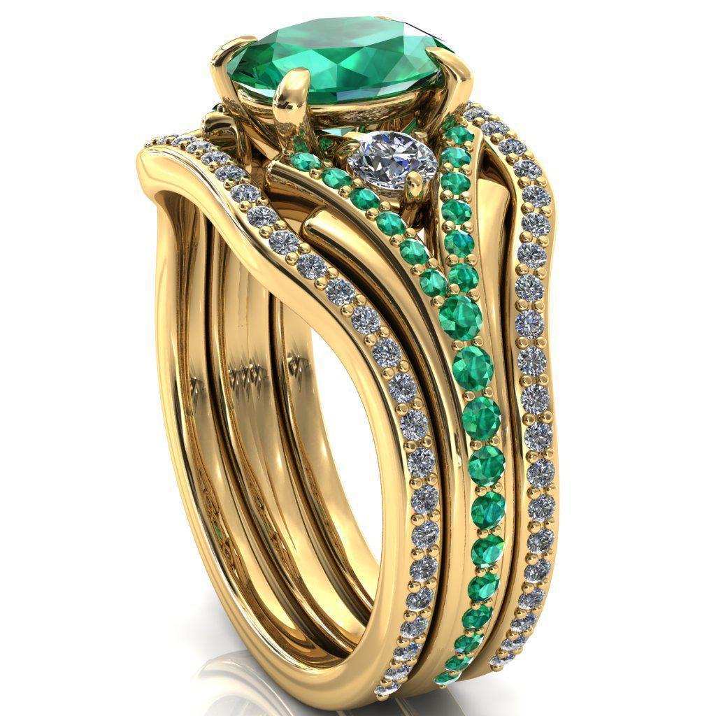 Arietis Oval Emerald Diamond Sides 3/4 Eternity Accent Emerald Ring-Custom-Made Jewelry-Fire & Brilliance ®