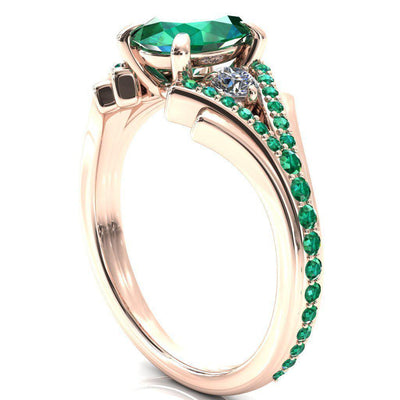 Arietis Oval Emerald Diamond Sides 3/4 Eternity Accent Emerald Ring-Custom-Made Jewelry-Fire & Brilliance ®