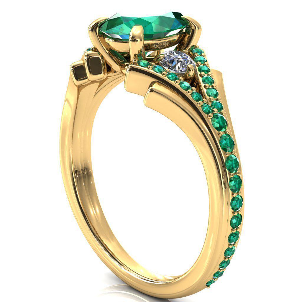 Arietis Oval Emerald Diamond Sides 3/4 Eternity Accent Emerald Ring-Custom-Made Jewelry-Fire & Brilliance ®