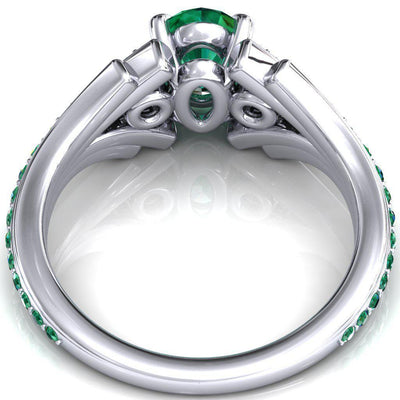 Arietis Oval Emerald Diamond Sides 3/4 Eternity Accent Emerald Ring-Custom-Made Jewelry-Fire & Brilliance ®