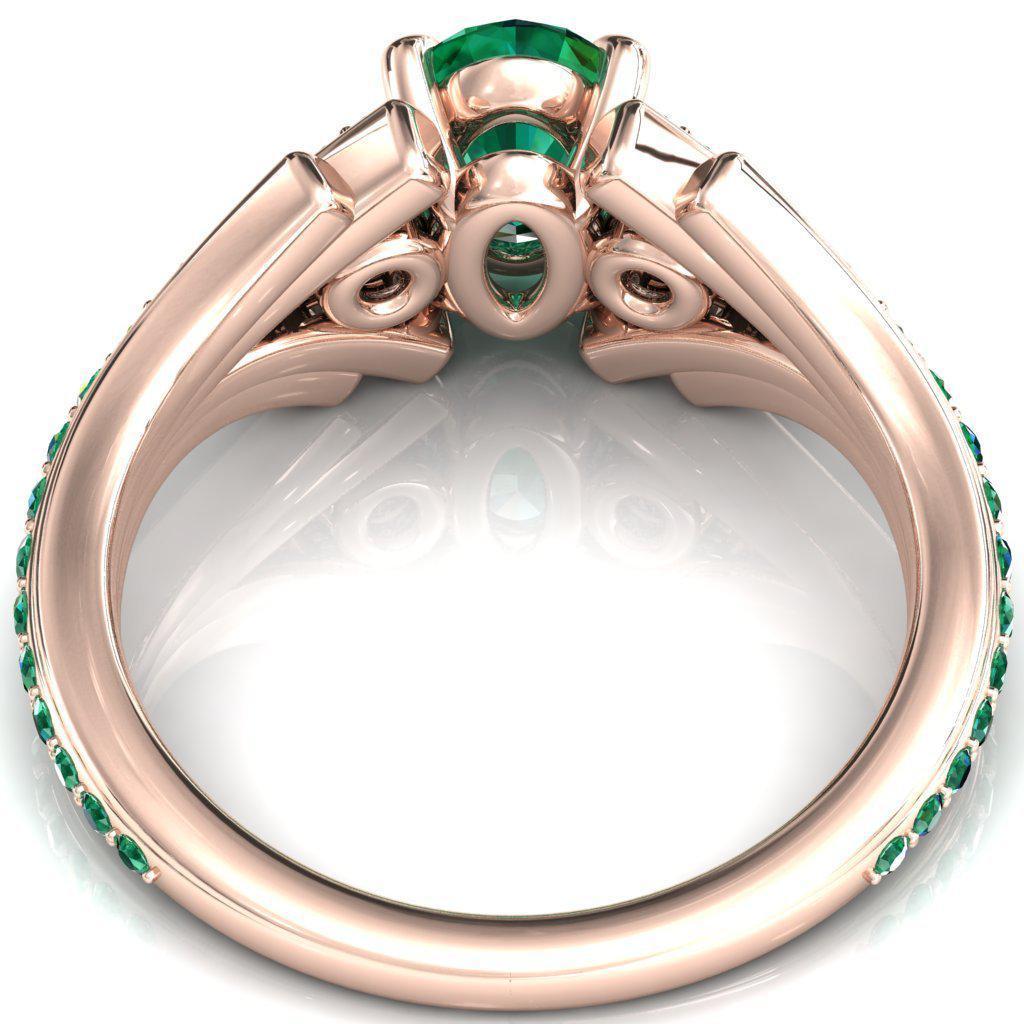 Arietis Oval Emerald Diamond Sides 3/4 Eternity Accent Emerald Ring-Custom-Made Jewelry-Fire & Brilliance ®