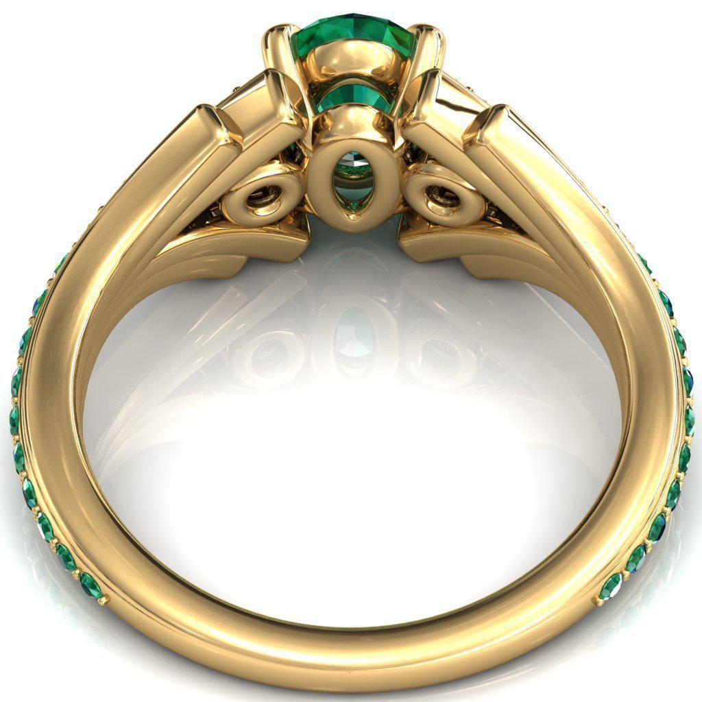 Arietis Oval Emerald Diamond Sides 3/4 Eternity Accent Emerald Ring-Custom-Made Jewelry-Fire & Brilliance ®