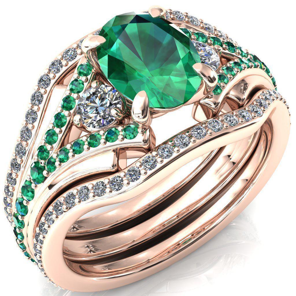 Arietis Oval Emerald Diamond Sides 3/4 Eternity Accent Emerald Ring-Custom-Made Jewelry-Fire & Brilliance ®