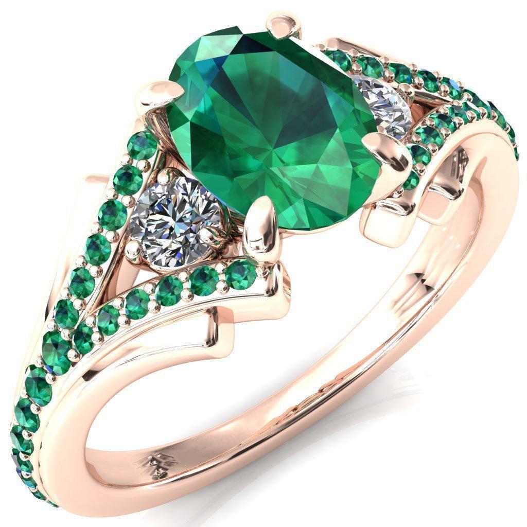 Arietis Oval Emerald Diamond Sides 3/4 Eternity Accent Emerald Ring-Custom-Made Jewelry-Fire & Brilliance ®