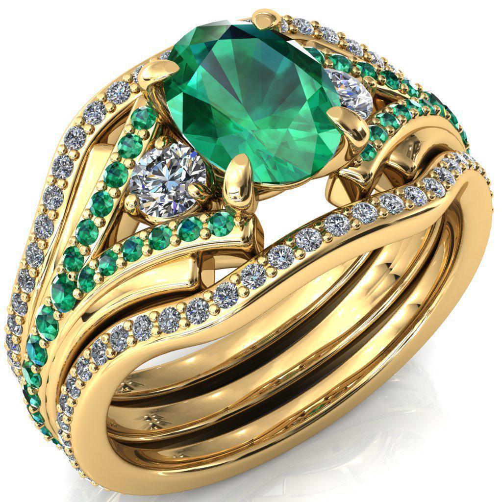 Arietis Oval Emerald Diamond Sides 3/4 Eternity Accent Emerald Ring-Custom-Made Jewelry-Fire & Brilliance ®