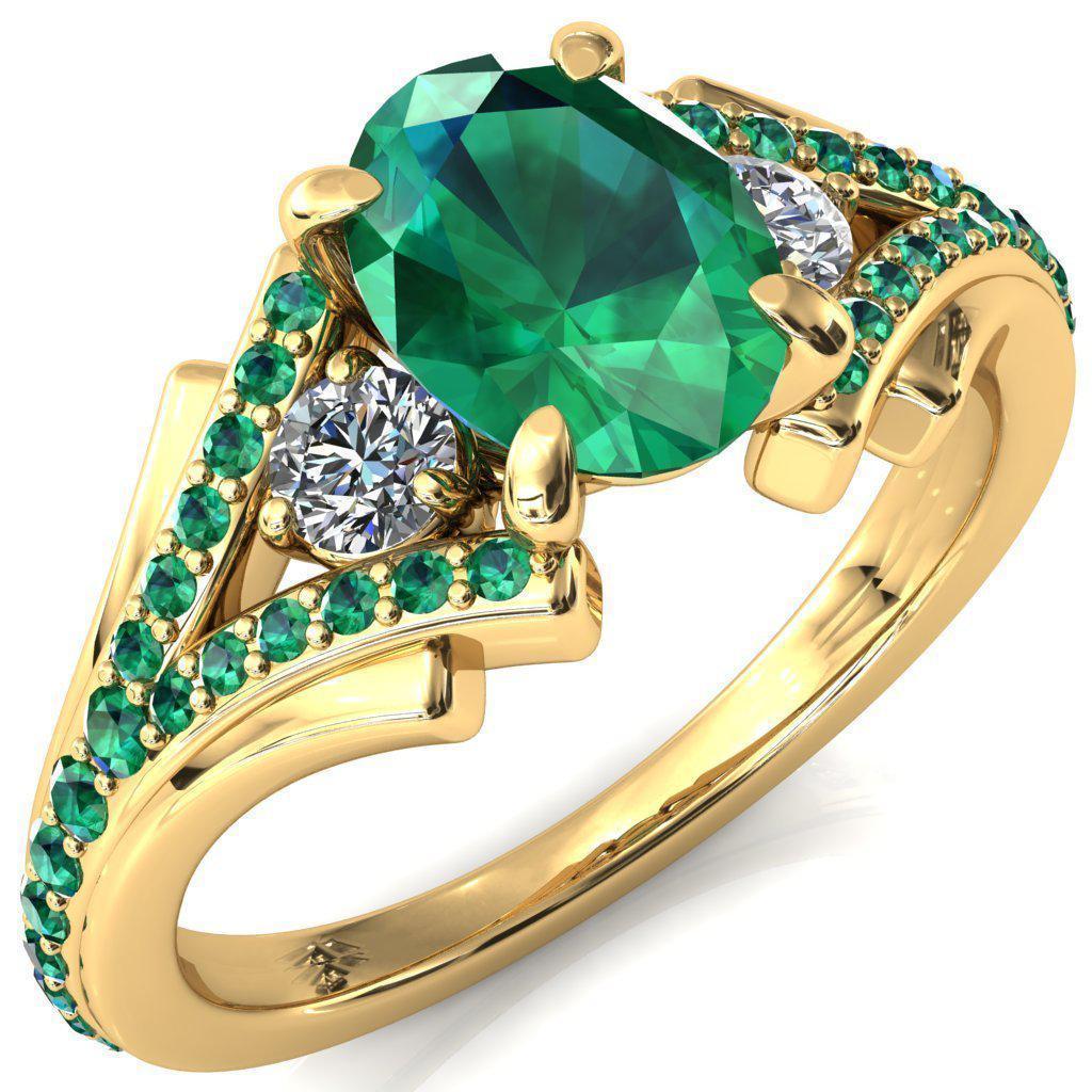 Arietis Oval Emerald Diamond Sides 3/4 Eternity Accent Emerald Ring-Custom-Made Jewelry-Fire & Brilliance ®