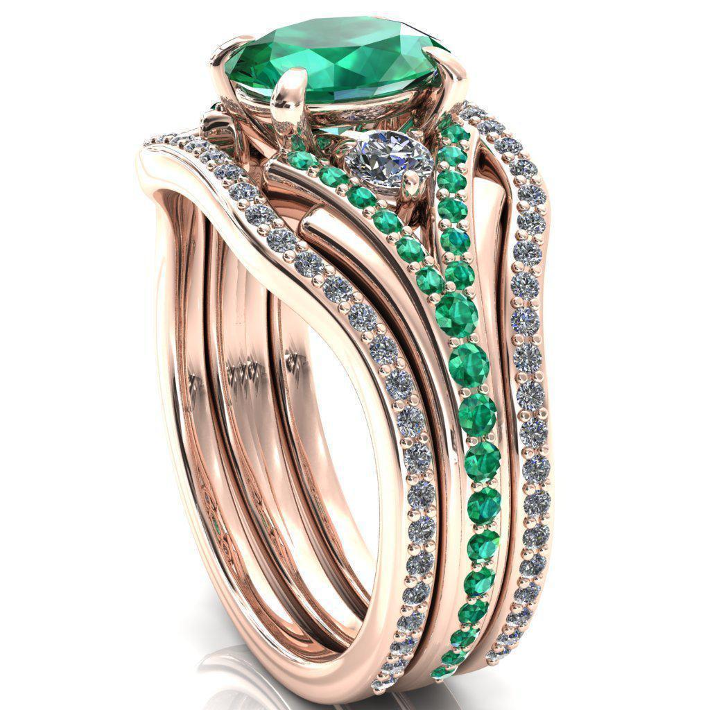 Arietis Oval Emerald Diamond Sides 3/4 Eternity Accent Emerald Ring-Custom-Made Jewelry-Fire & Brilliance ®