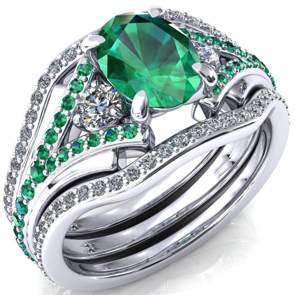 Arietis Oval Emerald Diamond Sides 3/4 Eternity Accent Emerald Ring-Custom-Made Jewelry-Fire & Brilliance ®