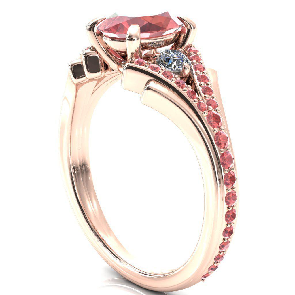 Arietis Oval Pink Sapphire Diamond Sides 3/4 Eternity Accent Pink Sapphire Ring-Custom-Made Jewelry-Fire & Brilliance ®