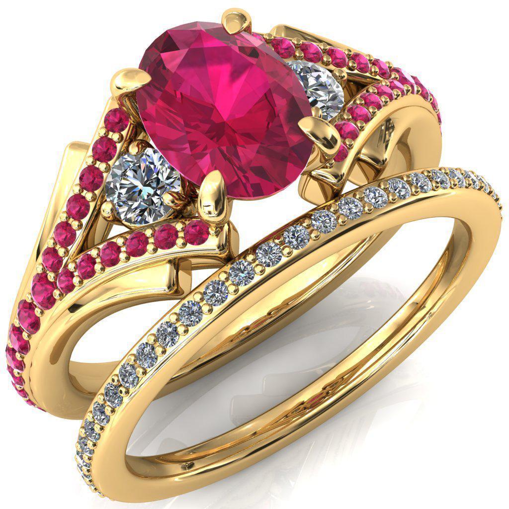 Arietis Oval Ruby Diamond Sides 3/4 Eternity Accent Ruby Ring-Custom-Made Jewelry-Fire & Brilliance ®