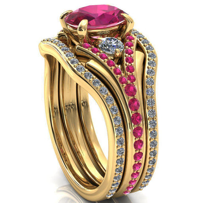 Arietis Oval Ruby Diamond Sides 3/4 Eternity Accent Ruby Ring-Custom-Made Jewelry-Fire & Brilliance ®