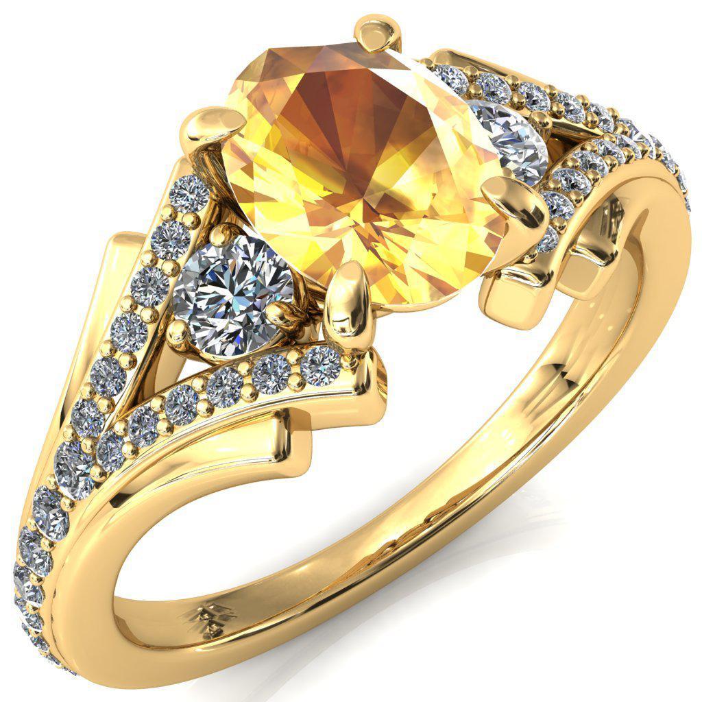 Arietis Oval Yellow Sapphire 4 Prong 3/4 Bead Split Shank Diamond Accent Ring-FIRE & BRILLIANCE