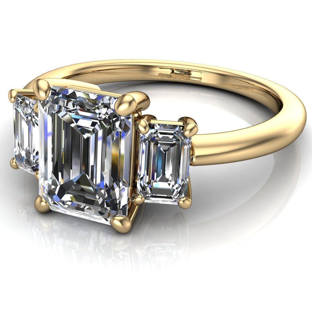 Arya Emerald Moissanite 3 Stone Comfort Fit Engagement Ring-Custom-Made Jewelry-Fire & Brilliance ®