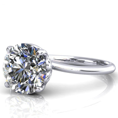 As One Round Moissanite Engagement Ring-Custom-Made Jewelry-Fire & Brilliance ®