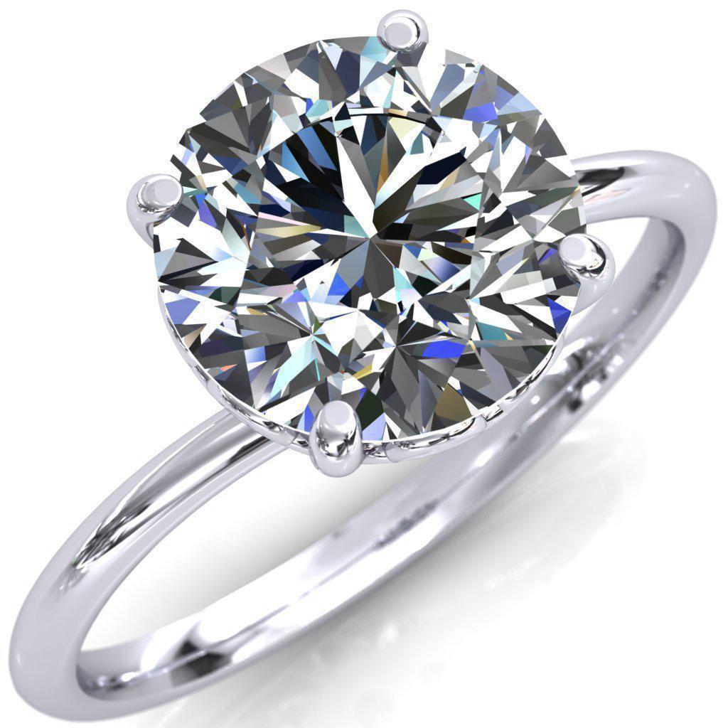 As One Round Moissanite Engagement Ring-Custom-Made Jewelry-Fire & Brilliance ®