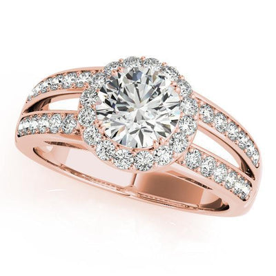 Ashlee Round Moissanite Halo 4 Double Prong Split Shank Engagement Ring-Custom-Made Jewelry-Fire & Brilliance ®
