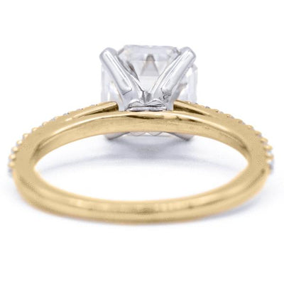 Asscher Moissanite 4 Prongs Diamond Accent Ice Cathedral Solitaire Ring-Solitaire Ring-Fire & Brilliance ®